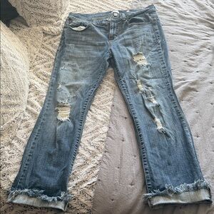 Sneak Peek Ripped Cropped Jeans - Denim Blue